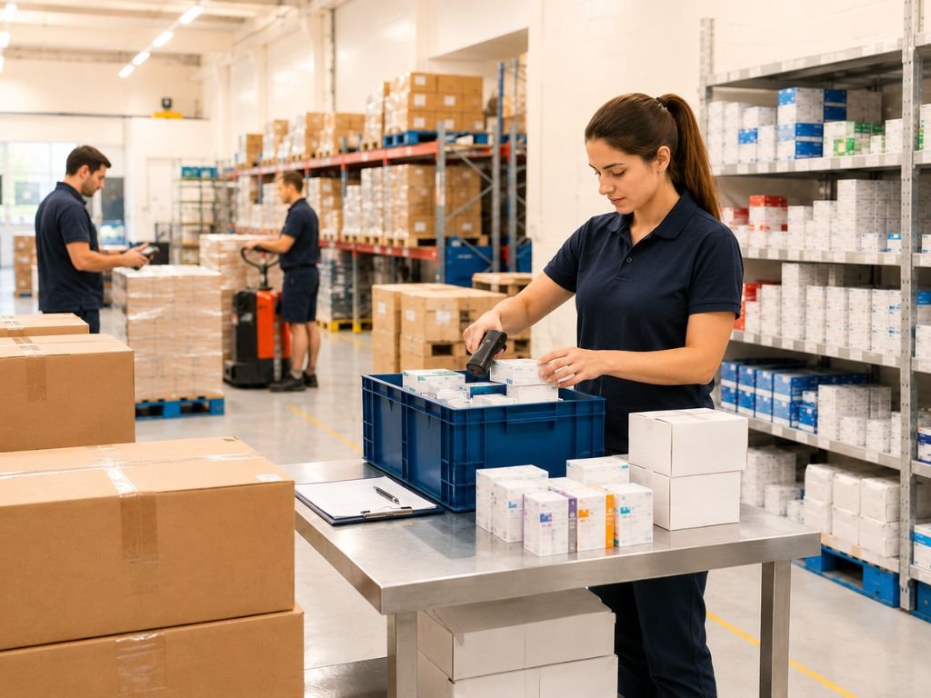 Preparación y despacho de suministros médicos en un centro de distribución